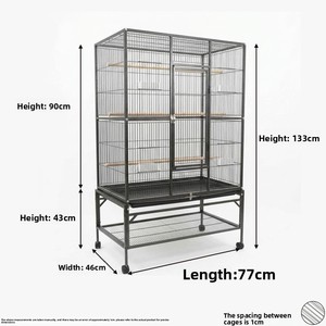 Jaula Extra Grande para Pájaros con Soporte y Ruedas, Jaula Metálica para Loros con Bandeja Extraíble, Perchas y Comederos para Uso <span class=keywords><strong>en</strong></span> Interiores y Exteriores - Product Image 2