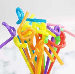 Plastic Drinking Straws Extra Long Disposable Bendy Party Fancy Straws