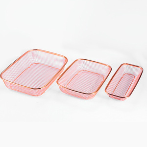 Cesta de malla de acero inoxidable color oro rosa para escurrir frutas, cesta de almacenamiento para cocina, cesta para limpiar verduras, utensilio de cocina - Product Image 2