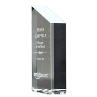 Trophée en cristal trapézoïdal 3D avec gravure personnalisée - Une reconnaissance élégante pour les réalisations professionnelles