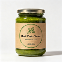 Etiquetas Personalizadas Haoxuan para Botellas de Salsa de Albahaca, Etiquetas Impresas en Papel Artístico con Relieve para Envases de Alimentos Premium