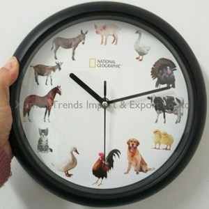 Tùy Chỉnh Mang Nhãn Hiệu Trẻ Em Của Đồng Hồ Treo Tường Với Động Vật Hoang Dã Âm Thanh Động Vật, 10 "12 Inch Trang Trại Động Vật Đồng Hồ Treo Tường - Product Image 3