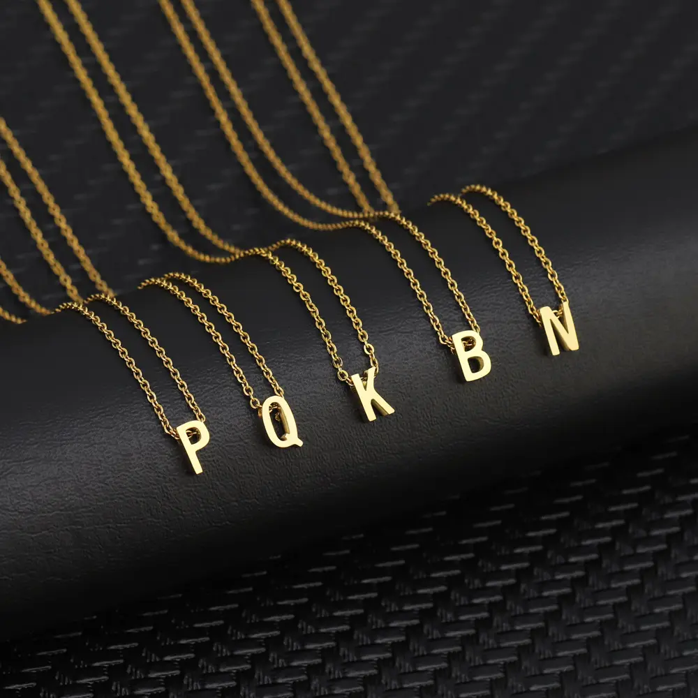 Ожерелье из нержавеющей стали с подвеской в виде английской инициальной буквы, 18 К золота, 26 дюймов, индивидуальное имя, дружба, подарок на день рождения, персонализированные ожерелья