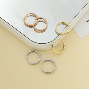 Pendientes de aro de oro, plata, oro rosa, aleación de cobre, círculo geométrico, pequeños, modernos, estilo sencillo, para mujer, joyería - Product Image 2