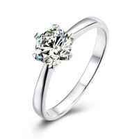 Bague romantique en moissanite ronde, argent sterling 925, sertie de griffes, plaquée rhodium, cadeau d'anniversaire