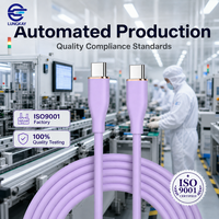 Câble USB2.0 60W Type C vers C en silicone liquide, respectueux de la peau, à charge rapide, pour Macbook et tablette, fabriqué par LUNG KAY (OEM)
