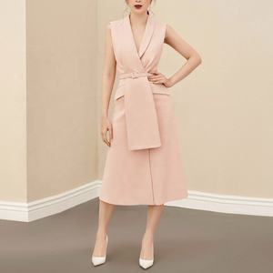Proveedor de China elegante Damas Rosa sin mangas con cuello en V chaqueta damas maduras Oficina vestido Maxi - Product Image 2