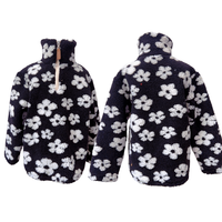 Offre Spéciale bébé filles chaud Sherpa hauts demi quart fermeture éclair automne hiver petits enfants fleur polaire épais pull veste