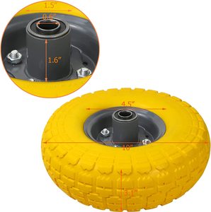 HKT1019 Amarillo 10 "Neumáticos sin planos Ruedas de neumáticos de goma sólida 4,10/3,50-4 Ruedas de neumáticos sin aire para <span class=keywords><strong>carretilla</strong></span> de mano - Product Image 5