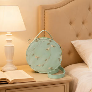 Tas Bordir Bulat Malam Hari Bahan Kulit PU Motif Bunga Clutch Elegan Tas Tangan Wanita untuk Pesta Pernikahan Acara Malam Hari - Product Image 4