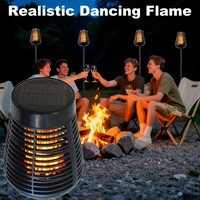 Zonne-Energie Muggenmoordenaar Lamp Led Bug Zapper Buiten Tuinlicht Met Waterdichte Vlameffect Decoratieve Oplaadbare Insectenval