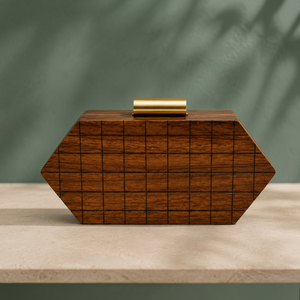 Bolso de Mano Contemporáneo de Madera SAFA INTERNATIONAL, Bolso Geométrico Tipo Caja, Hecho a Mano, Artesanía Natural, Bolsa de Regalo para Fiestas y Días Festivos - Product Image 1