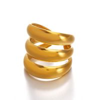 Cincin Baja Anti Karat Gaya Instagram, Mode Eropa dan Amerika, Lapisan Emas 18K, Sederhana dan Populer untuk Wanita