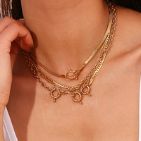Bijoux simples classiques en acier inoxydable sans ternissement collier chaîne plaqué or 18 carats étanche printemps bouton pendentif collier