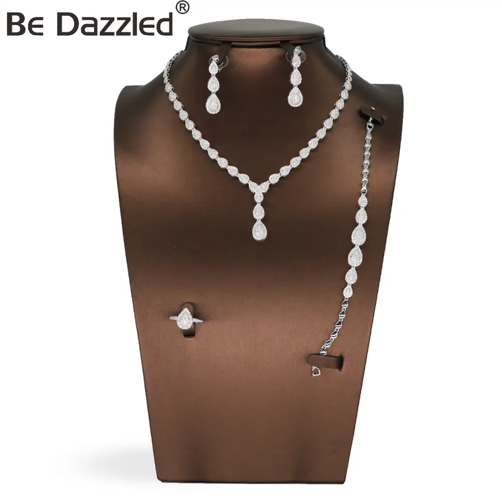 Onprettige Groothandel Hoge Kwaliteit Sieraden Set Guangzhou Mode-sieraden Markt Amerikaanse Diamant Sieraden Set Mooie Ontwerp