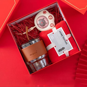 Wedding Bridesmaids <strong>Gift</strong> <strong>Set</strong> for Girl Includes Thermos Flask Towel <strong>Umbrella</strong> and Fan in a Box for New Year - Product Image 2