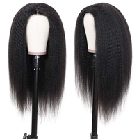 Venta al por mayor 13x4 Yaki Hd encaje Frontal brasileño virgen Peluca de cabello humano sin cola encaje frontal rizado peluca recta para mujeres negras