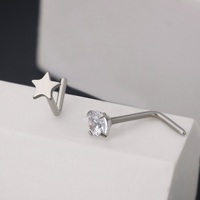 20G G23 Titanium Solid Bentuk Bintang Bulan Hati Anting Hidung Stud Perhiasan Tindik Hidung Bentuk L