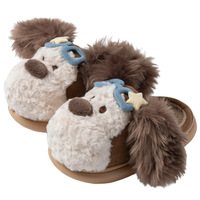 Chaussons en coton moelleux à bout fermé pour femme, nouveau style, chauds pour la maison, style simple, motif chien pilote, tendance pour l'extérieur