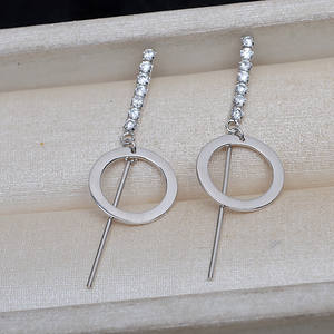 Boucles d'oreilles longues en argent S925 avec double chaîne, 6-12 perles, accessoires de bijoux DIY, support vide, produit semi-fini 4289 - Product Image 1