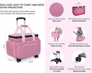 Free Sample Rolling <b>Sewing</b> Machine <b>Bag</b> Collapsible Trolley <b>Bag</b> with Wheels <b>Sewing</b> Machine Carrying <b>Bag</b> - Product Image 2