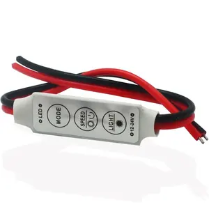 LED Light Strip Monochrome Controller 12V-24V Mini 3 Button Control Light Bar Dimmer with Cable