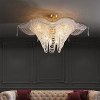 Lustre en cristal de luxe américain, style français, cadre en métal doré, pour salon, salle à manger, villa