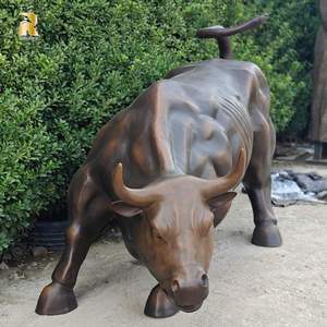 Scultura Toro in Bronzo a Grandezza Naturale, Statua Toro di Wall Street per Esterni, Grande Scultura Animale in Bronzo - Product Image 1