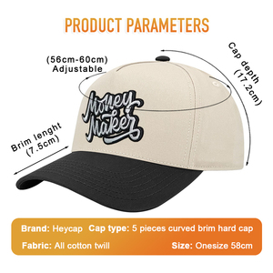 Casquette de baseball 5 panneaux en tissu Dobby avec impression en relief, style urbain, respirante, en coton, qualité supérieure, vente en gros - Product Image 3