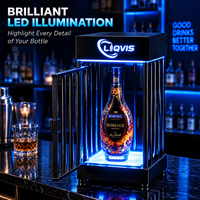 Présentoir de Luxe LiqVis pour Bouteilles, Cadre Personnalisable avec Logo, Rechargeable, Cage Dorée et Noire, Présentoir VIP en Métal avec LED pour Bar et Fêtes