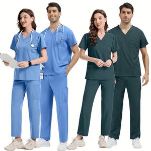 Uniforme Médico Quirúrgico para Hospital, Clínica, Doctor, Enfermera, Unisex, Cuello en V, Poliéster y Spandex, Blusa para Salón de Belleza, Superventas - Product Image 4