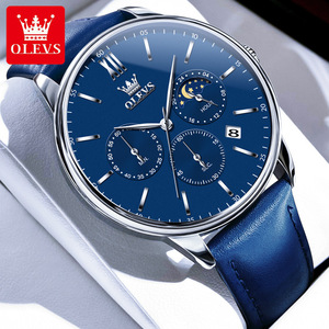 2922 New Chronograph Quartz Watches for Men Moon Phase Calendar Leather Men's Watch Original Waterproof Fashion Hand <b>Clock</b> - Product Image 5