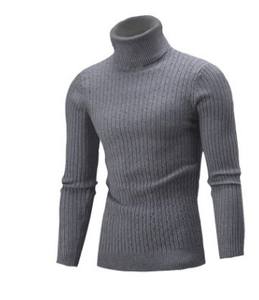 Pull en tricot à col roulé automne-hiver pour hommes, couleur unie, pull coupe ajustée, chemise décontractée et chaude - Product Image 6