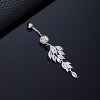Piercings de nombril Freya longs et flottants, barbell incurvé en acier inoxydable, bijoux de corps sexy et tendance