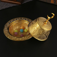 Bol en métal électroplaqué de style arabe du Moyen-Orient, pour desserts, coupes à glace, boîte de rangement pour fruits secs, assiette à collation, bol à pâtisserie, design moderne