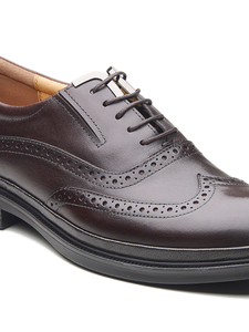 Chaussures Derby classiques à lacets pour hommes, avec empeigne en cuir crust importé, bout rond, doublure en cuir DD, Ortholite - Product Image 2