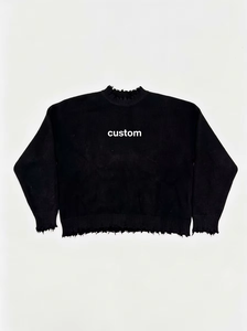<span class=keywords><strong>Pull</strong></span> en maille à grammage moyen, coupe ample, dos incurvé personnalisé, imprimé grandes lettres, pour homme, collection automne - Product Image 4