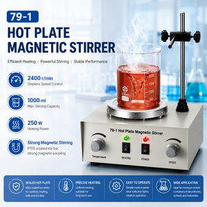 Placa de Calentamiento Magnética de Laboratorio Nathi Reliable de 250W, 2400 rpm, Mesa de Trabajo de 125 mm, Mezclador Magnético de 1L, 0-99.9C, Pantalla Gráfica - Product Image 1