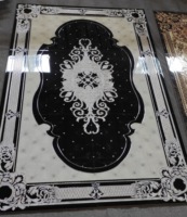 Carreaux de sol décoratifs personnalisés en porcelaine dorée polie, résistants au feu, motif floral en cristal, lumineux pour intérieur