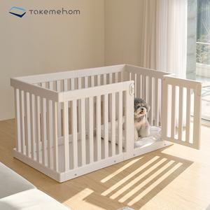 Kandang anjing plastik, pagar kandang anjing lipat mudah dirakit 136*71cm untuk anak anjing ukuran kecil sedang - Product Image 1