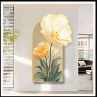 Decoración de Pared LED con Cristales en Forma de Tulipán, Arte Botánico Vertical con Luz para Sala de Estar, Recepción, Nicho, Boutique, Interiores de Hotel