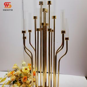 Porte-bougie en métal doré au design moderne, pour mariage, banquet, décoration de table de restaurant, porte-bougie en verre - Product Image 1