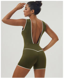 บอดี้สูทเซ็กซี่คอวีสำหรับผู้หญิงมาใหม่ชุดเล่นกีฬาออกกำลังกายผ้าไนลอนคอวีเว้าลึกด้านหลังเป็นรูปตัว V - Product Image 6