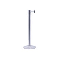 Poteau de guidage EASTON noir avec revêtement poudré pour la gestion des files d'attente en hôtel, barrière à sangle rétractable de 3 m pour le contrôle des foules
