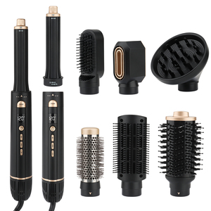 Brosse à cheveux polyvalente détachable 6 en 1 avec logo personnalisé Brosse à boucler et sèche-cheveux avec ion - Product Image 1