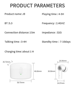 Cuffie Wireless Wedtserha 2024 ANC, Nuovo Arrivo, Auricolari TWS con Suono Stereo, Indicatore LED della Batteria, Cancellazione del Rumore <span class=keywords><strong>J9</strong></span> YYK-<span class=keywords><strong>J9</strong></span> - Product Image 6