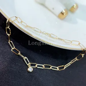 18k Gold Exquisite Design Yellow Diamond Chain Shape Bracelet With Round Diamond Charm and Anklet Hiphop Range