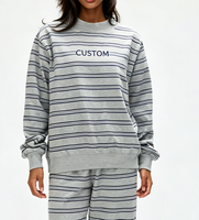 Sweat-shirt à col montant rayé verticalement pour femme, manches longues
