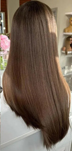 Evidenziare <span class=keywords><strong>parrucca</strong></span> color cioccolato marrone osso lungo dritto V parte 100% indiano Remy capelli umani Ombre castagna biondo parrucche a forma di U - Product Image 4