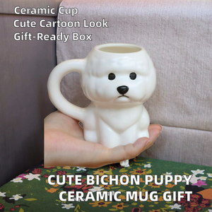 Nouvelle tasse en céramique créative et mignonne en forme de chiot Bichon, résistante au lave-vaisselle et au micro-ondes, tasse à eau pratique pour la maison, cadeaux pour filles - Product Image 2